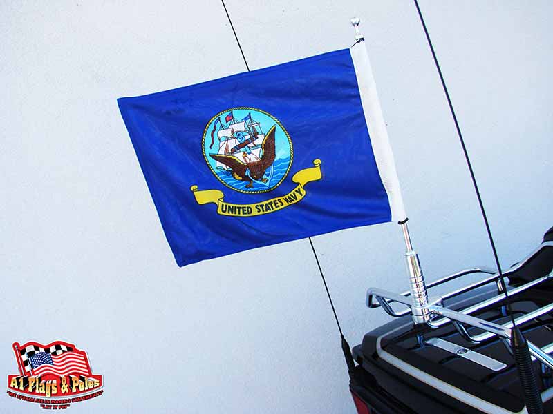 Motorcycle Flagpole with Navy Flag Motorcycle FlagpoleFlagpoles